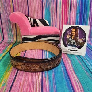 🔷️Genuine Leather Belt Brown with Pattern Size 38 With Marks  (1005)